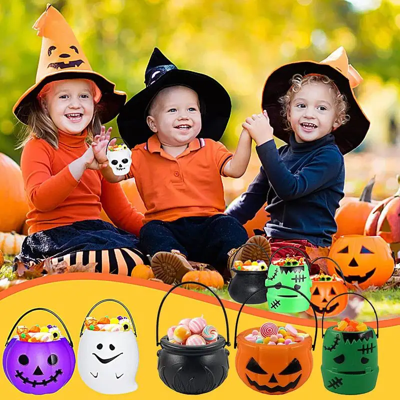 Trick Or Treat Bucket Candy Bucket Pumpkin Ghost Trick Or Treat Party Bags Reusable Candy Bags Trick Or Treat Bags Portable