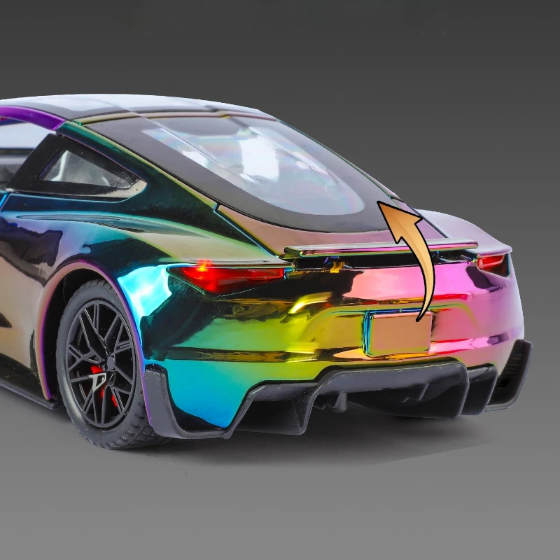 1:24 Roadster Alloy Diecast Sports Car Model Toy Simulation Sound and Light Vehicle Pull Back Toys For Children Gifts