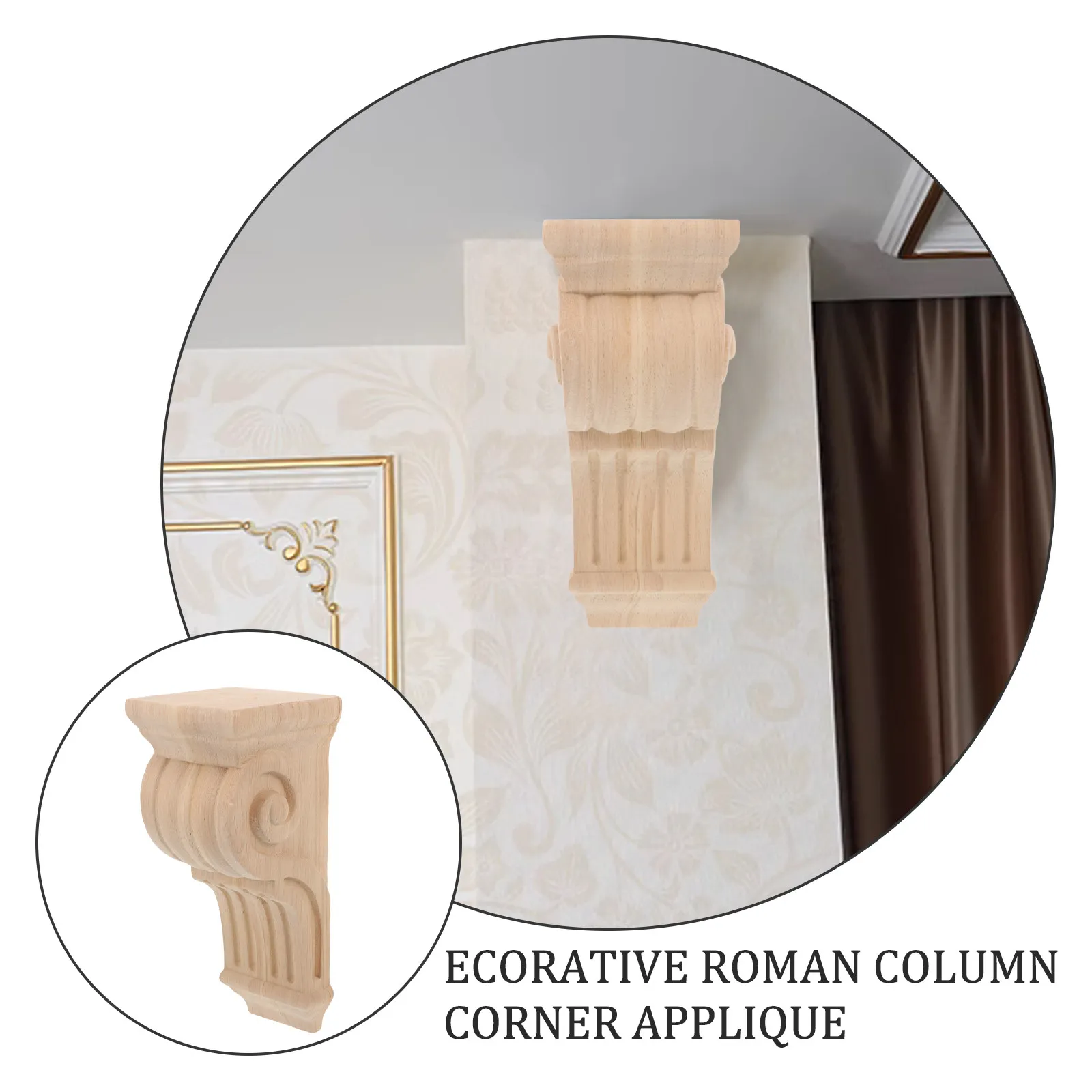 Roman Column Corner Wood Applique Solid Decorative Corbel Overlay for Furniture Wall Onlay Corbels Decorative Wood Appliques