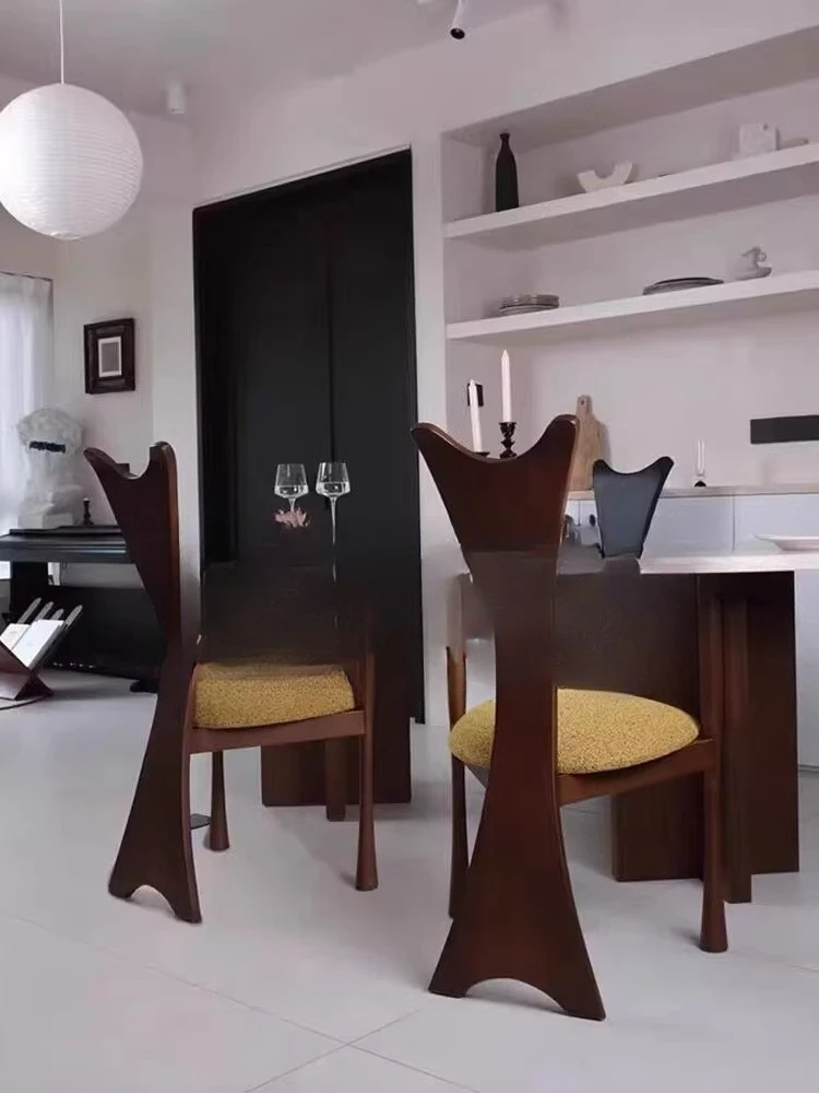 Round marble dining table retro negotiation table single chair dining chair household dining table