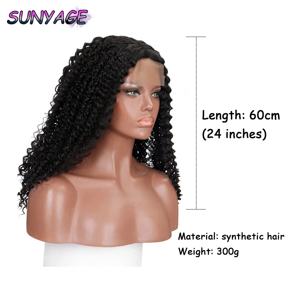 SUNYAGE wig renda depan Eropa dan Amerika roll kecil rambut keriting pendek mode Afrika afro serat kimia penutup kepala penuh