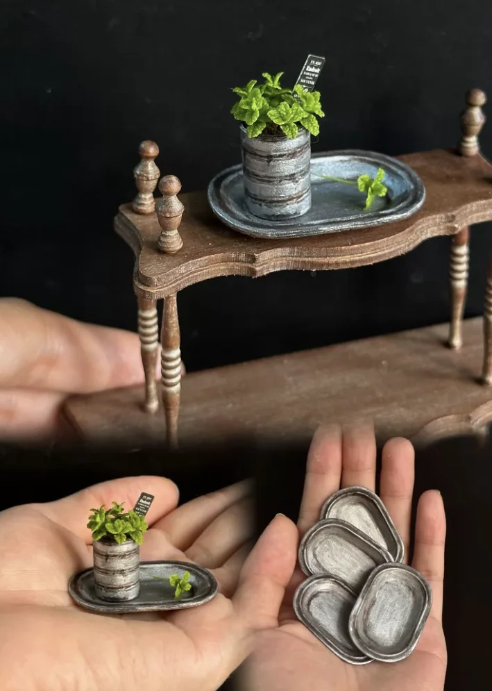 1:6 Miniature Plant Set, Handmade Realistic Fern Maple Caladium Potted,Exclusive Custom Sizes BJD Dollhouse Garden Bjd Decor Art