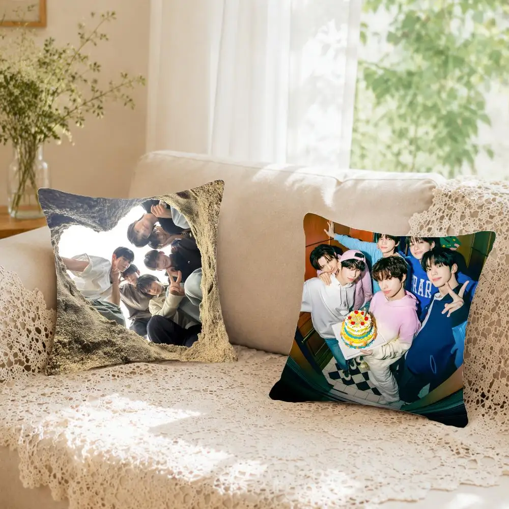 Energetic Kpopgroup T-TWS Cushion Cover Faux fur decorative Dark academia style Cat scratching post Rustic Spa pillow cover