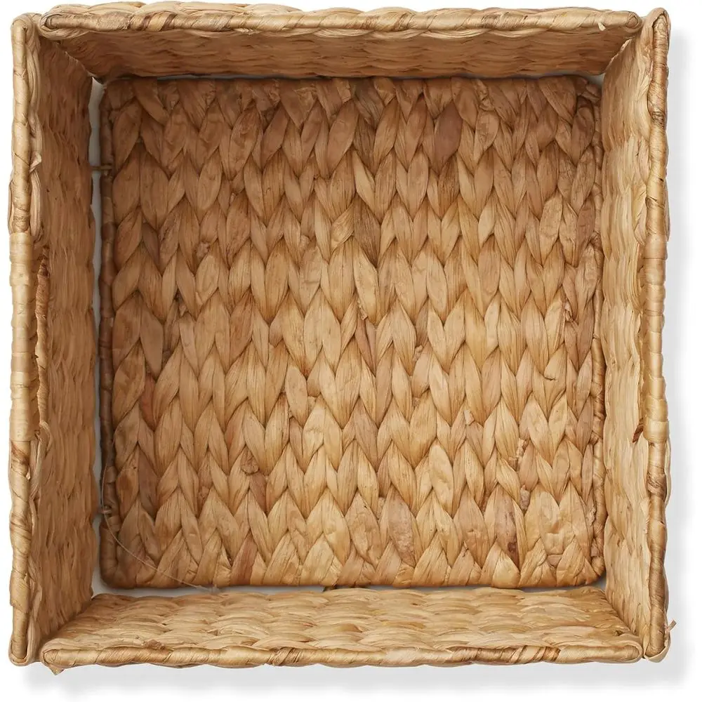 10.5" x 10.5" Water Hyacinth Storage Baskets, Natural - Set o 6 Collapsible Cube Organizers, Woven Bins or Bathroom, Bedroom, La - view 6