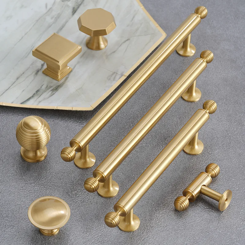 Luxuriöser Griff aus massivem Messing für Schrank, Möbel, Schublade, Schrank, Türgriff, runde Knöpfe, T-Bar, Kleiderschrank
