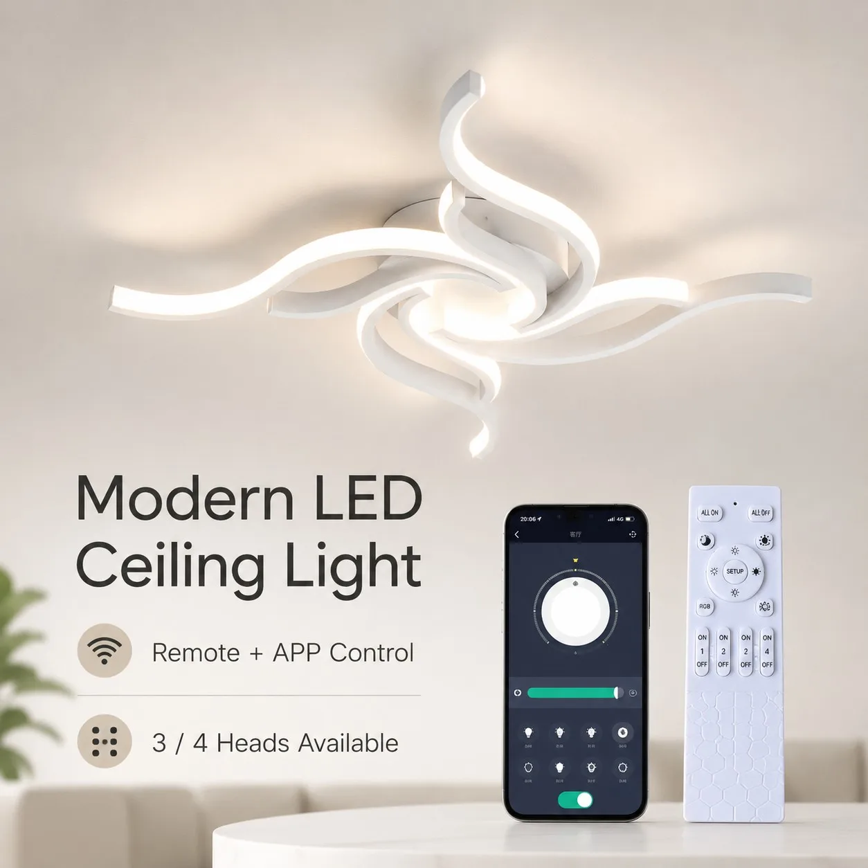 

LED Ceiling Light Modern Nordic Lamp 110V 220V APP Remote Control 3 Colors Dimmable For Bedroom Living Room