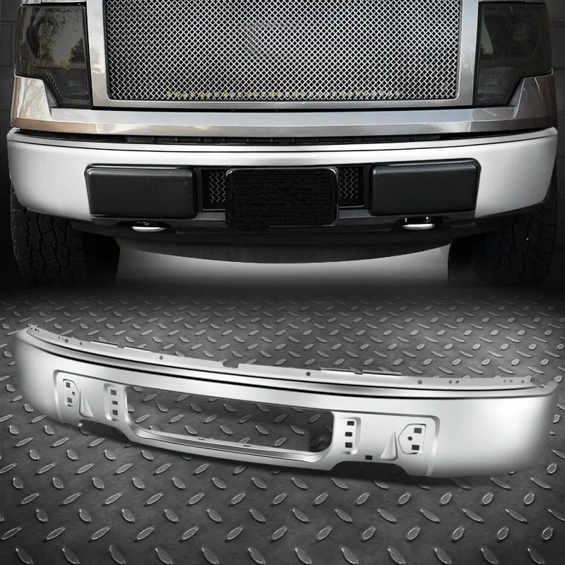 

US For 09-14 Ford F-150 Chrome Steel Front Bumper Face Bar w/o Fog Light Holes