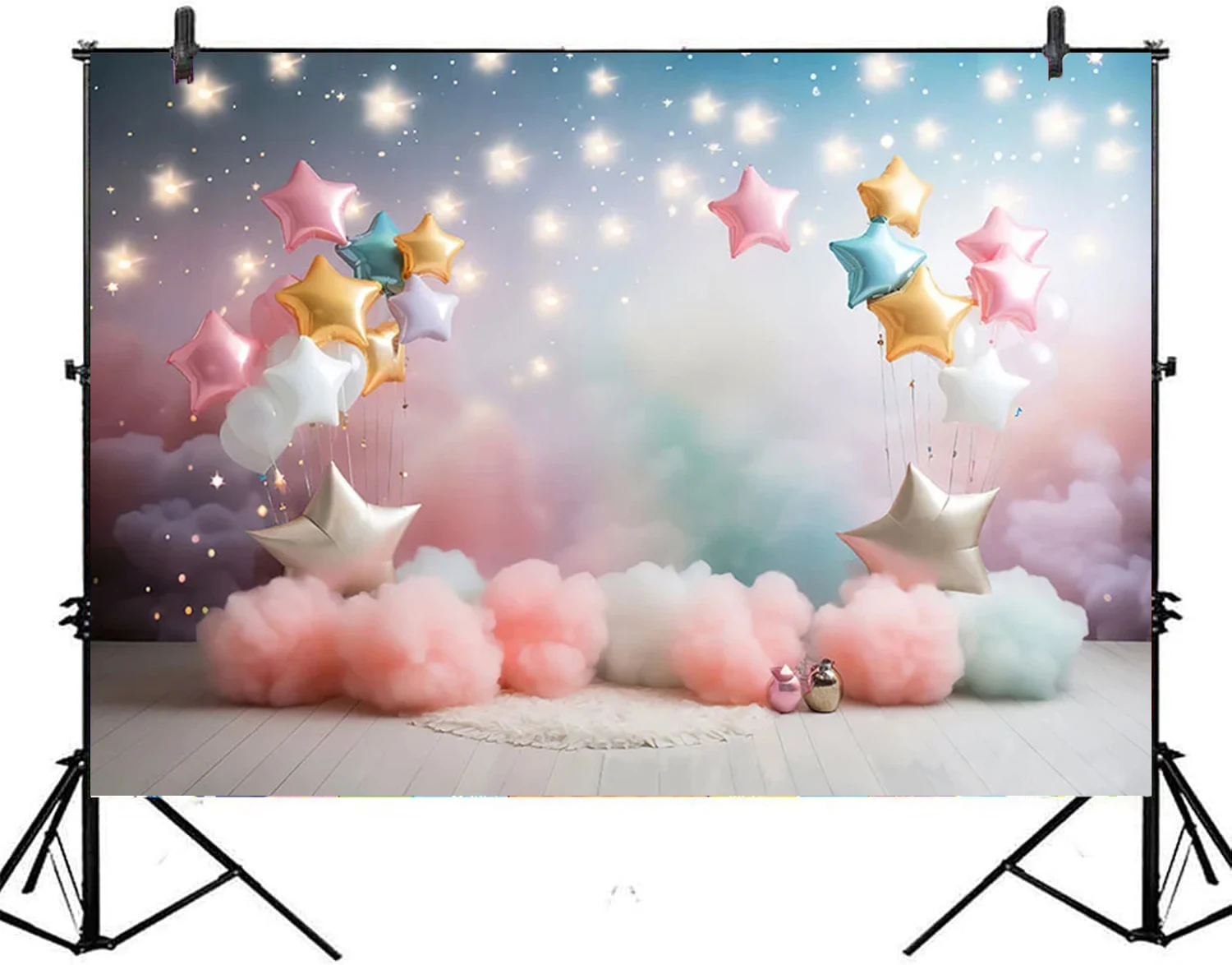 Baby Shower Happy Birthday Party Backdrop Decorations Supplies Anniversary Boy or Girl Banner Pink Background