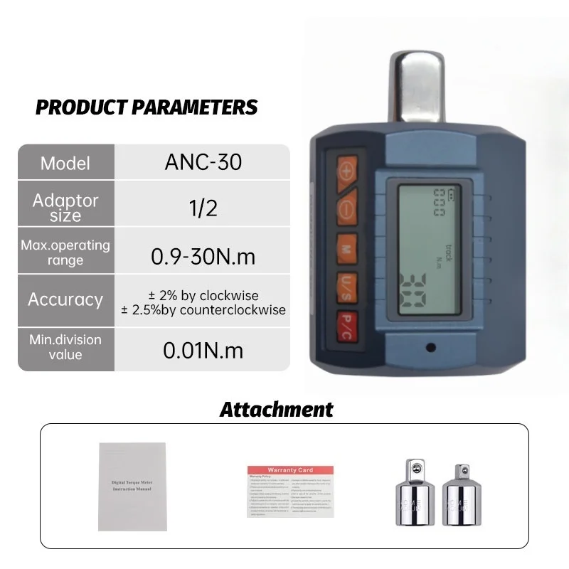 ANC N.M Industriële digitale koppelmeter met groot scherm Speciaal koppelmeter Onderhoudsinstrument voor nauwkeurige detectie - afbeelding 1