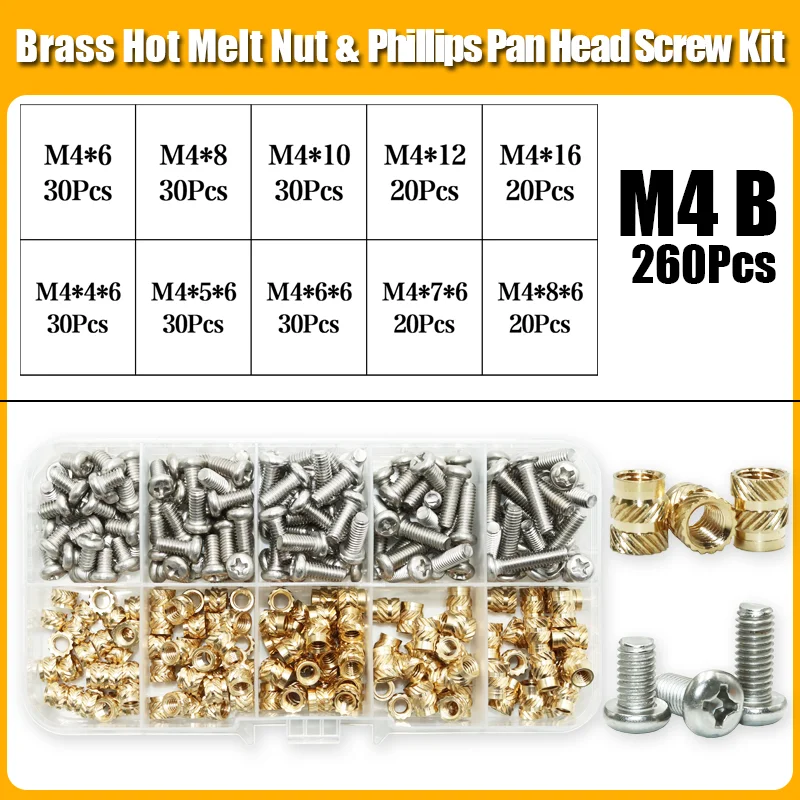 Wärme Set Einsatz Lötkolben Spitze Kopf M2 M3 M4 Hot Melt Einsätze Mutter Messing Gewinde Schraube Einsetzen 3d Druck PCB Phillips Bolzen – Detail 18