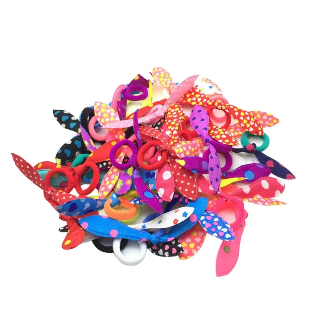 

20pcs Bunny Ear Scrunchies Hair Ties Elastic 9x6x03cm Cloth Stretchy Durable Accessories Women Girls Parties Hairstyles