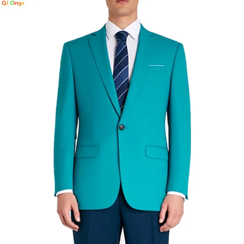 

Light Green Men's Long-sleeved Suit Jacket, Single Button V-Neck Coats, Suitable for Wedding/Party/Business/Work/ Blazers.