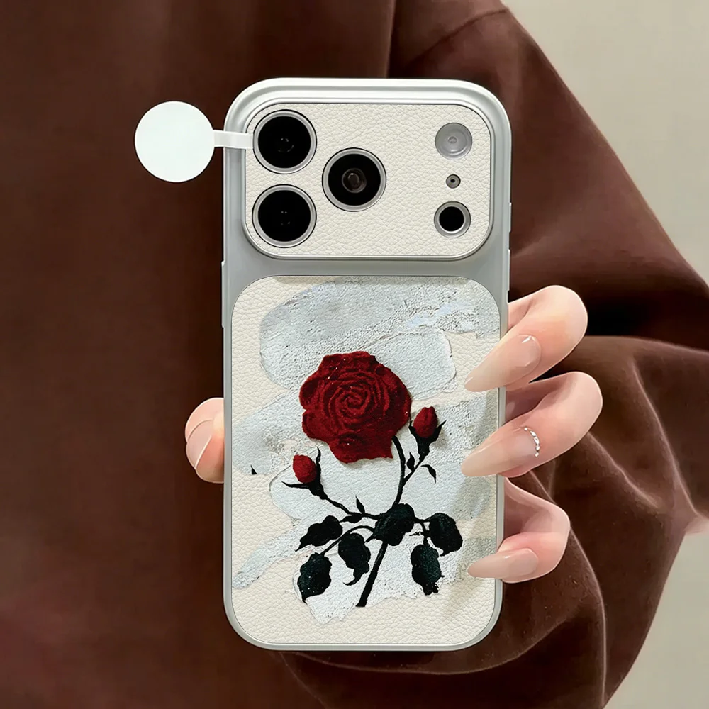 Red Rose PU Leather Case For Samsung S26 Ultra S25 S24 S23 A57 A56 A07 A06 A17 A16 A37 A36 A35 A34 A55 A54 A27 A26 Soft Cover