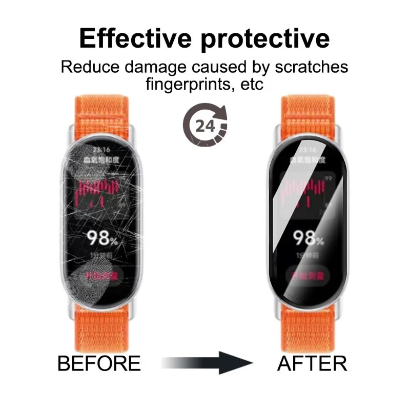 10-1 Uds para Xiaomi Band 9 protectores de pantalla para reloj inteligente películas protectoras de cobertura completa antiarañazos para MiBand 9 Mi Band 8Pro