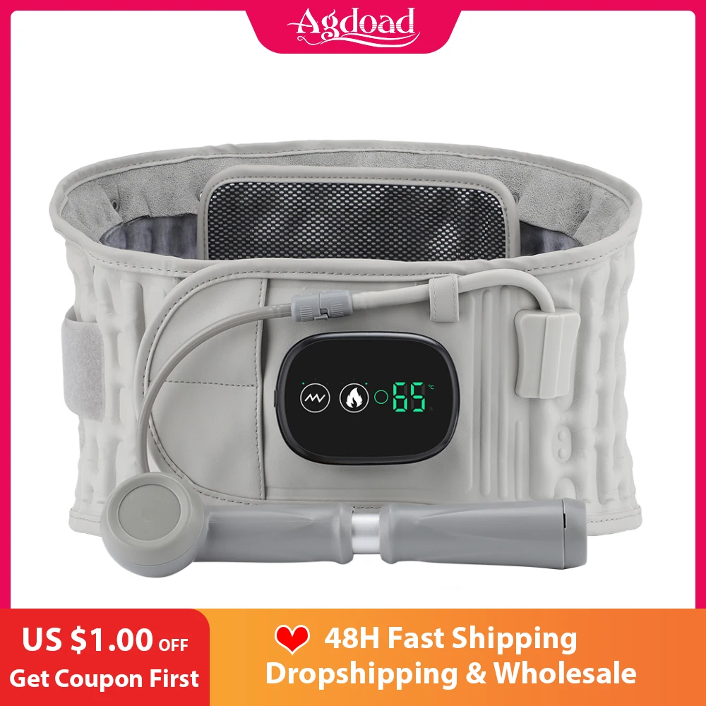 Lumbar Traction Device Heating Airbag Inflatable Decompression Back Belt Hot Compress Massage Men Women Waist Support Belt