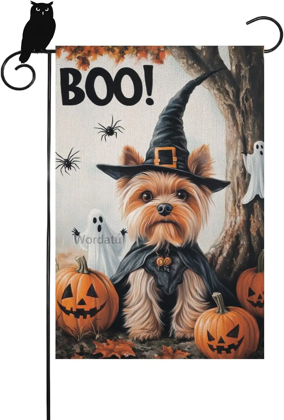 علم حديقة الهالوين بو يوركي 12 × 18 خيش مزدوج الجوانب شبح مخيف ريفي مزرعة ديكور هالوين القرع ساحة أعلام FFI
