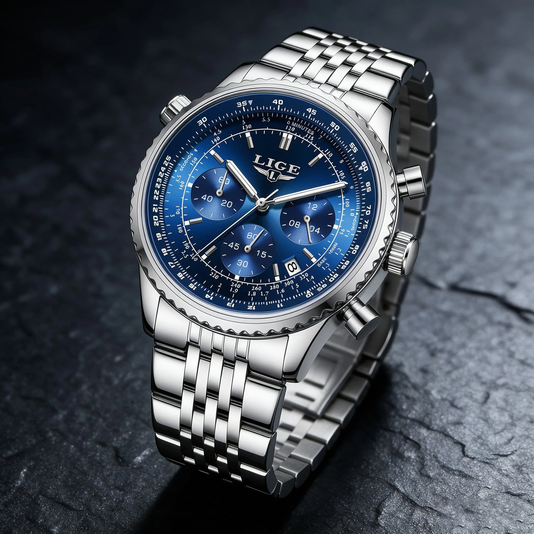 LIGE Luxury Watch For Men Date Chronograph Stainless Steel Man Watch Waterproof Luminous Sport Military Men's Quartz Watches