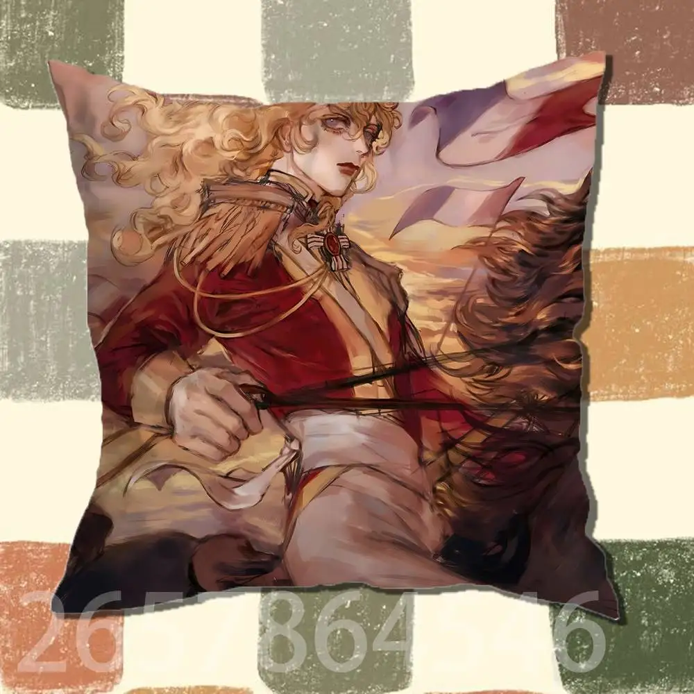 L-Lady Oscar Rose of Versailles Polyester Printed Pillow Cover Square 30 35 40 45 50 55 cm Soft for Sofa Bed Car Home Decor