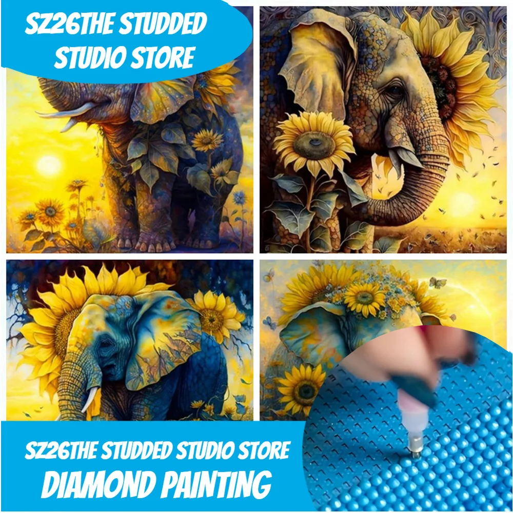 

Sz26Спитанная алмазная живопись с шипами, животное, слон, полная круглая квадратная алмазная вышивка, цветок, подарок ручной работы, искусство, домашний декор, ремесло