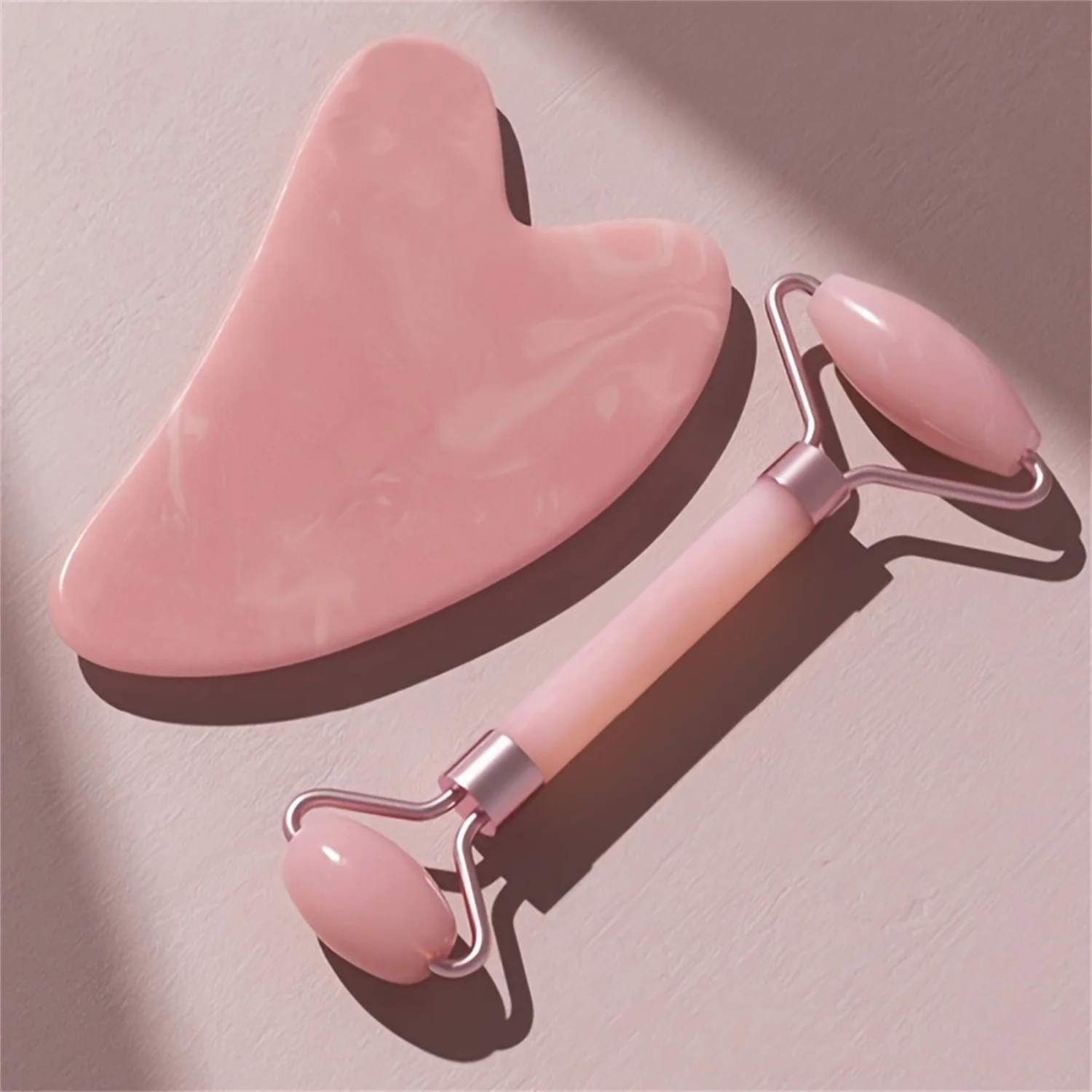 Beleza rosto relaxar não-rosa cristal jade e pescoço massageador rolo de resina raspagem vara de massagem de ponta dupla para desbloquear