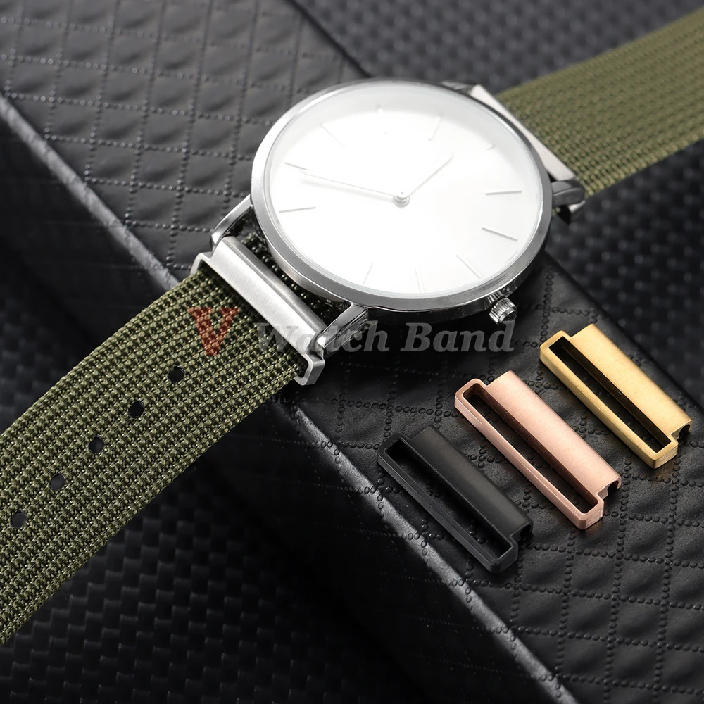 1Pair Watch Connector 20mm to 22mm 22mm to 24mm Quick Release StainlessSteel Milanese Nylon Watch Strap Metal Adapter Accessory