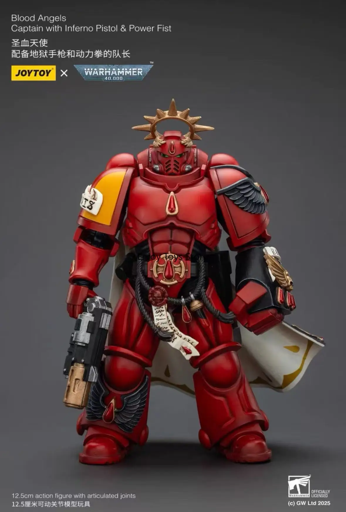 

В наличии JOYTOY Warhammer 40K Капитан Blood Angels, оснащенный адский пистолетом и силовым кулаком.