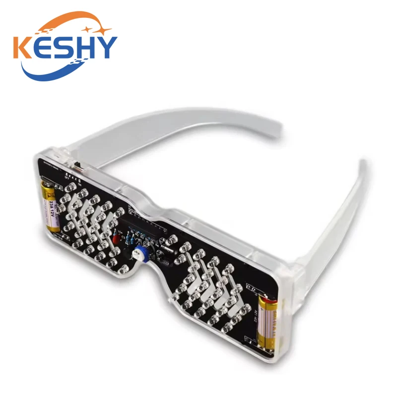 Light Up Glasses Soldering Practice Kit Sound Activated LED Eyeglasses DIY Electronics Kit for School Learning Project