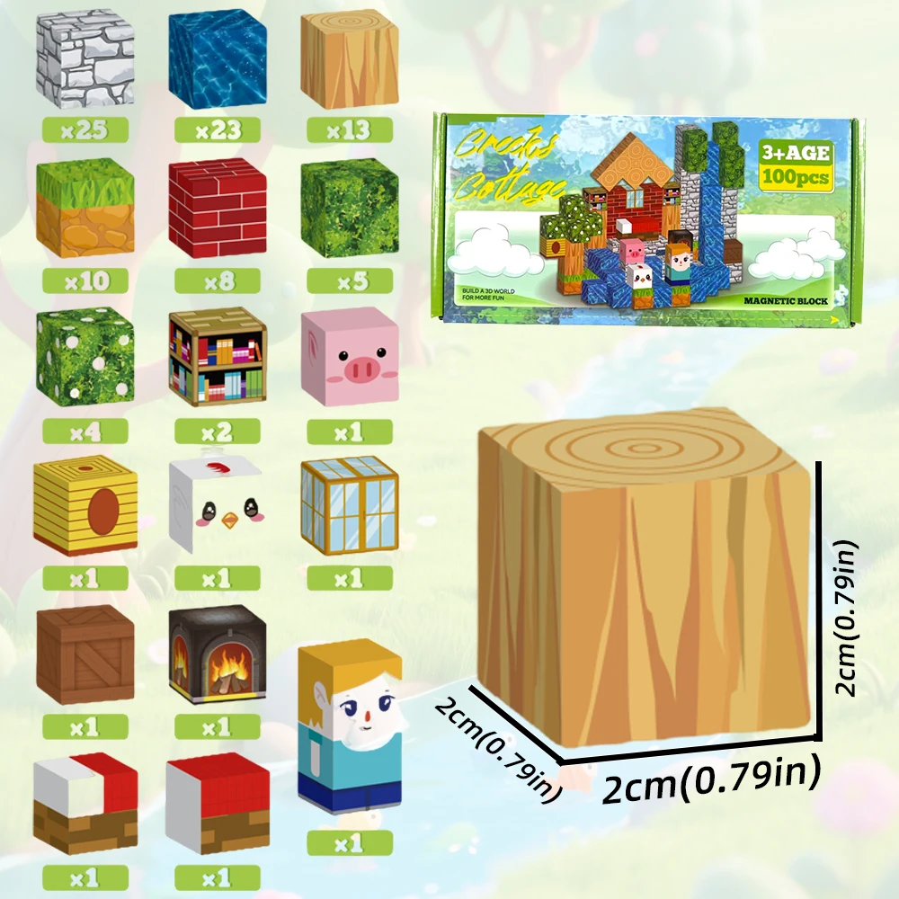 Stream Cabin Magnetic Building Block Creative Bricks My Famous Scene World Architectural Set DIY Model Kids Toy Christmas Gifts