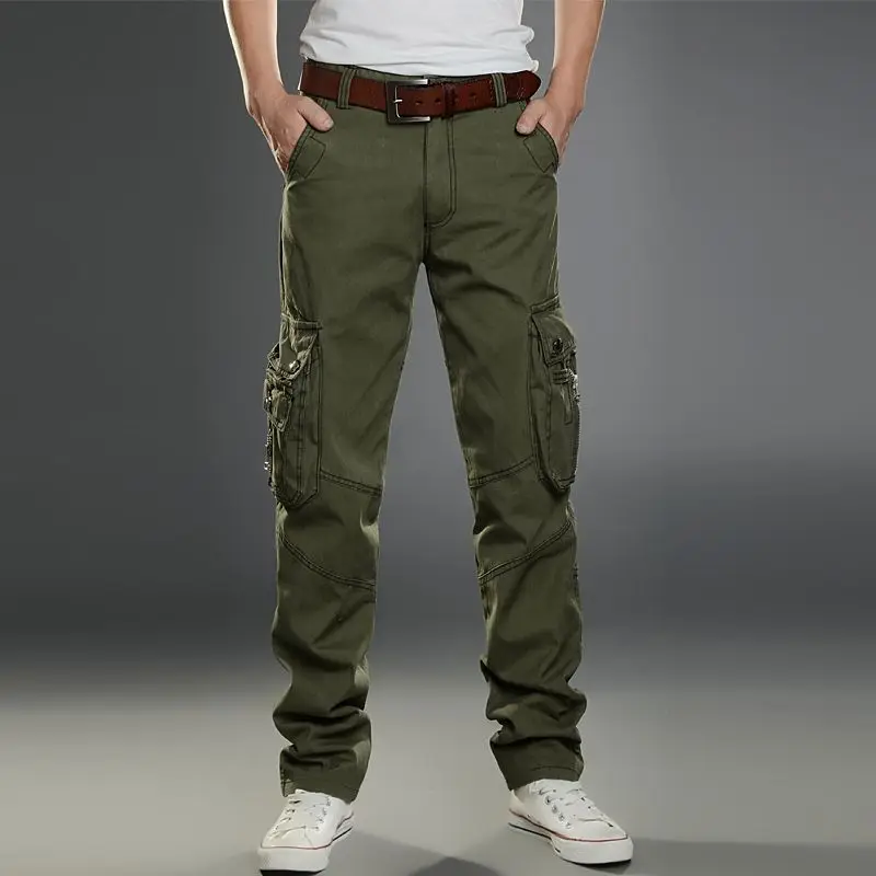 

Vintage Men's Tactical Military Pants Spring Autumn New Streetwear Multiple Pockets Baggy Solid Outdoor Cargo Trousers JJ684