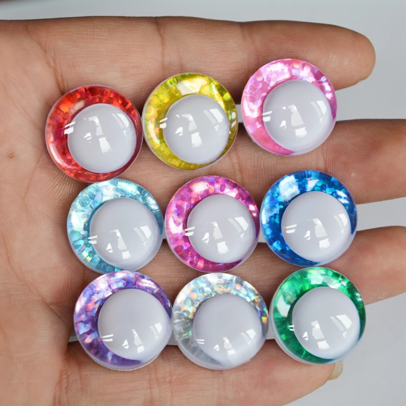 20pcs 12mm 14mm 16mm 18mm 20mm 25mm 30mm Round white pupils cartoon flash toy safety eyes, doll white pupils eyes