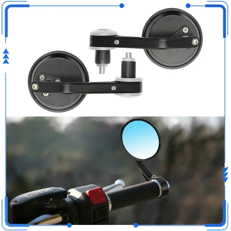 Universal Motorrad Aluminium Legierung Spiegel Rund Klapp Pole End Seite Spiegel Motorrad Modifizierte Kreisförmigen Griff Hand Spiegel