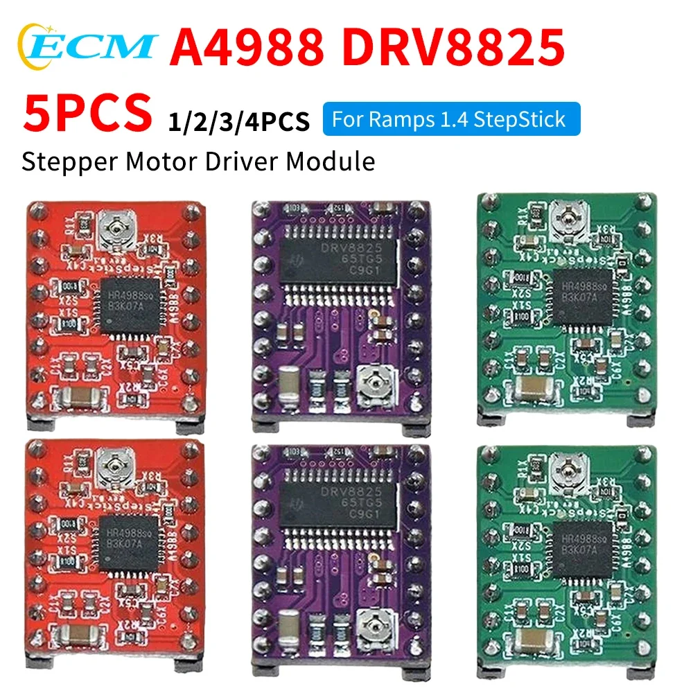 1-5 stücke A4988 DRV8825 3D Drucker Teile StepStick Schrittmotor Fahrer Mit Kühlkörper Träger Reprap RAMPS 1,4 für 3D Drucker