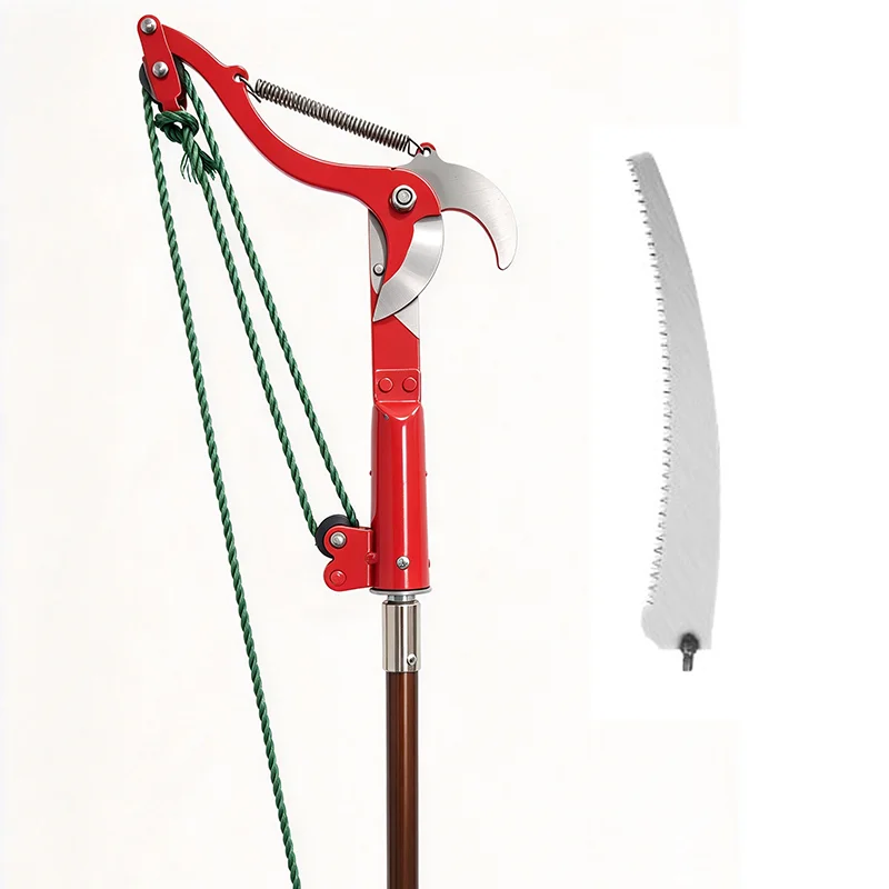 Double-pulley drawstring high-altitude pruning shears 3 M solid aluminum alloy telescopic pole garden long handle pruning saw