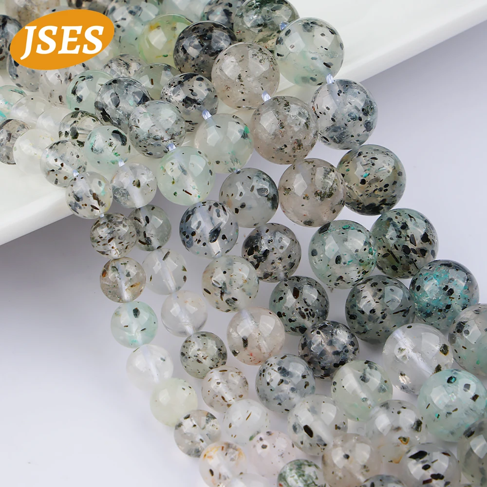 

JSES AA Natural Stone Unique Crystal With Biotite Inclusion Quartz Loose Beads for Jewelry Making DIY Bracelet Handmade 6/8/10mm