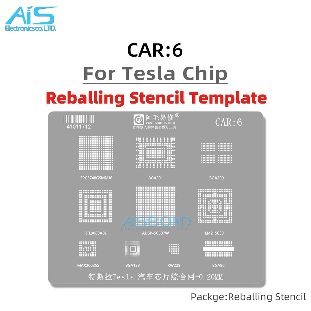 CAR6 BGA Stencil Reballing For Tesla SPC5748GSMMJ6 RTL9068ABD ADSP-SC587W LM25033 MAX20025S RW229 BGA291 BGA200 BGA96 BGA153