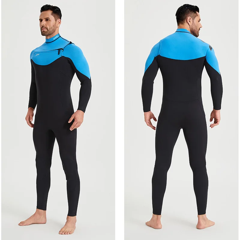 Men Wetsuit, 3/2mm Upgrade CR Neoprene Wetsuits Women, Ideal Thermal Wet Suit in Cold Water, Chest Zip for Surfing Snorkeling