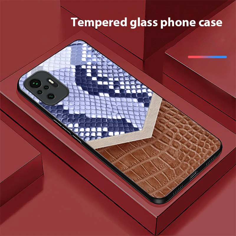 Diamond scale texture For Redmi Note 13 Pro+ 14 Pro 8 9 9S 12S 10 Pro 11 12 A3 12 13 K60 Ultra 13C 14C Black Glass Phone Case