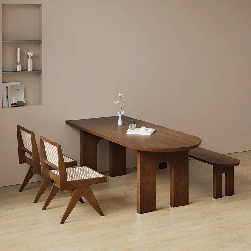 Nordic solid wood home dining table creative light luxury table and chair set designer creative office desk restaurant furniture