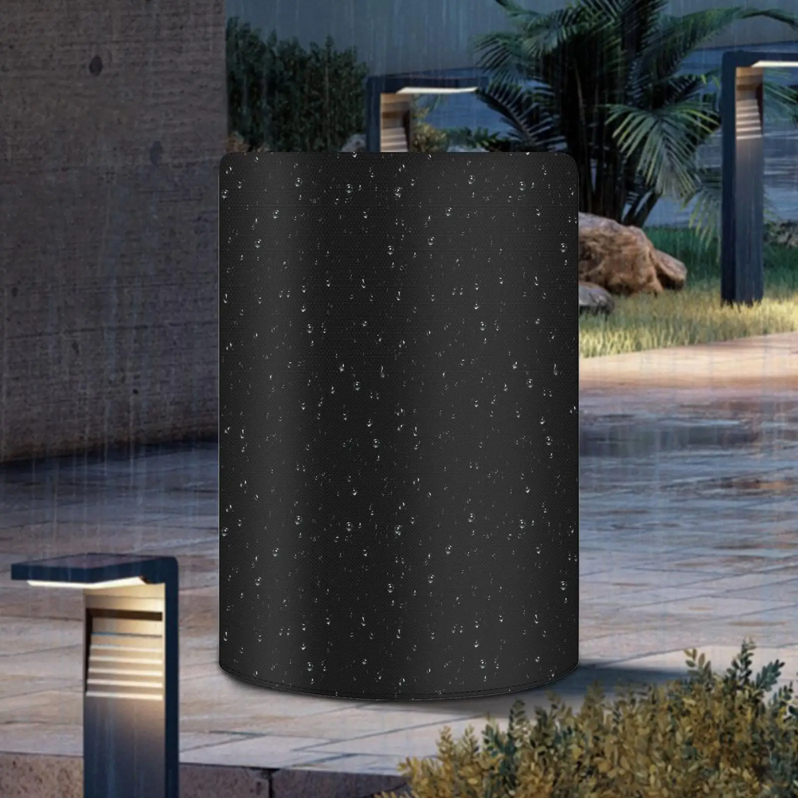 Rain Barrel Cover 55 Gallon Dustproof Adjustable All Weather Protection Water Collection Tank Cover Waterproof Snow Buckets
