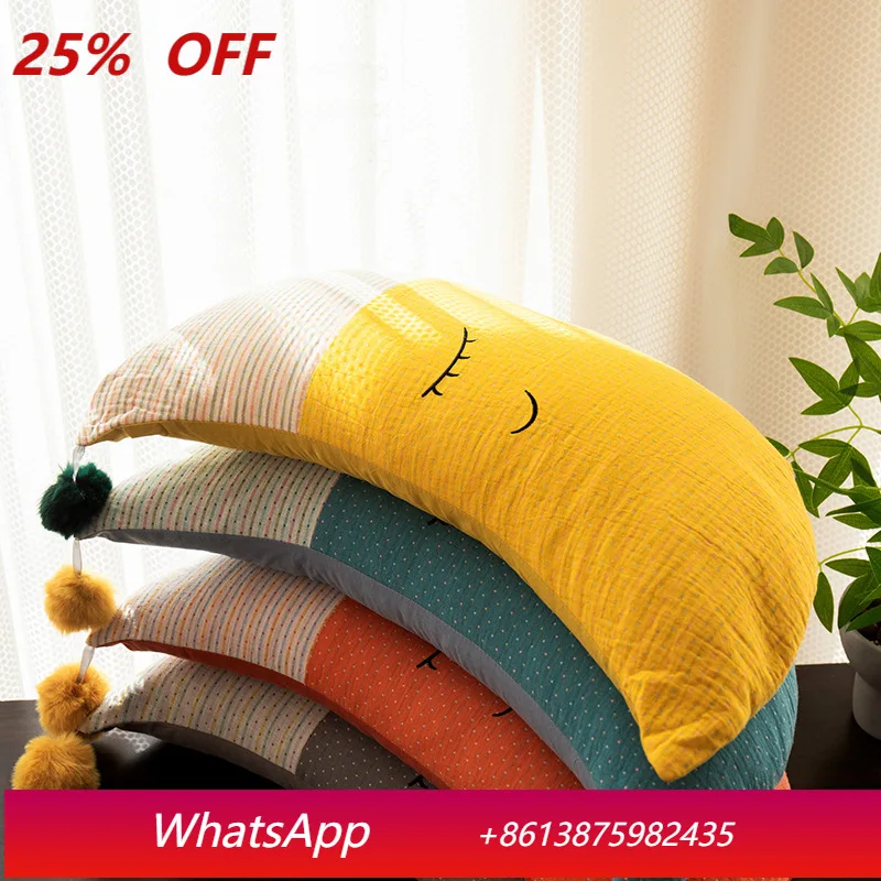 Yjq cotton double-layer yarn pure buckwheat moon pillow core pure cotton removable and washable