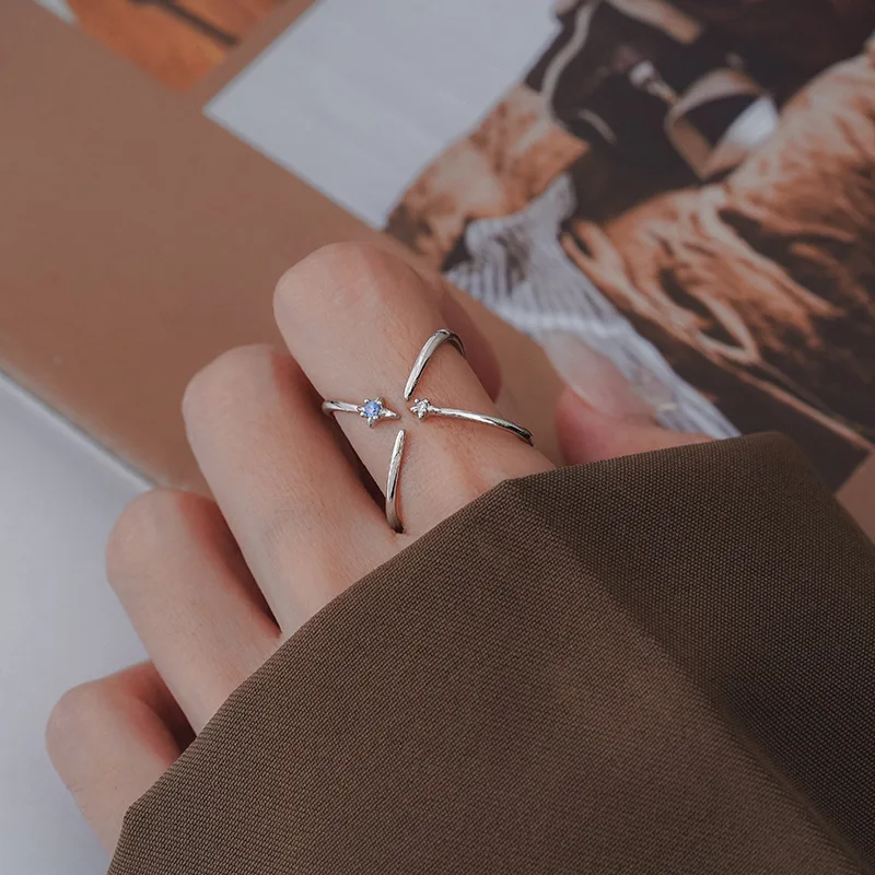 VENTFILLE 925 Sterling Silber Offene Perle Lächeln Stapelbarer Fingerring Einfache Mode Niedlich Einstellbar Für Weibliche Schmuck Großhandel – Detail 22