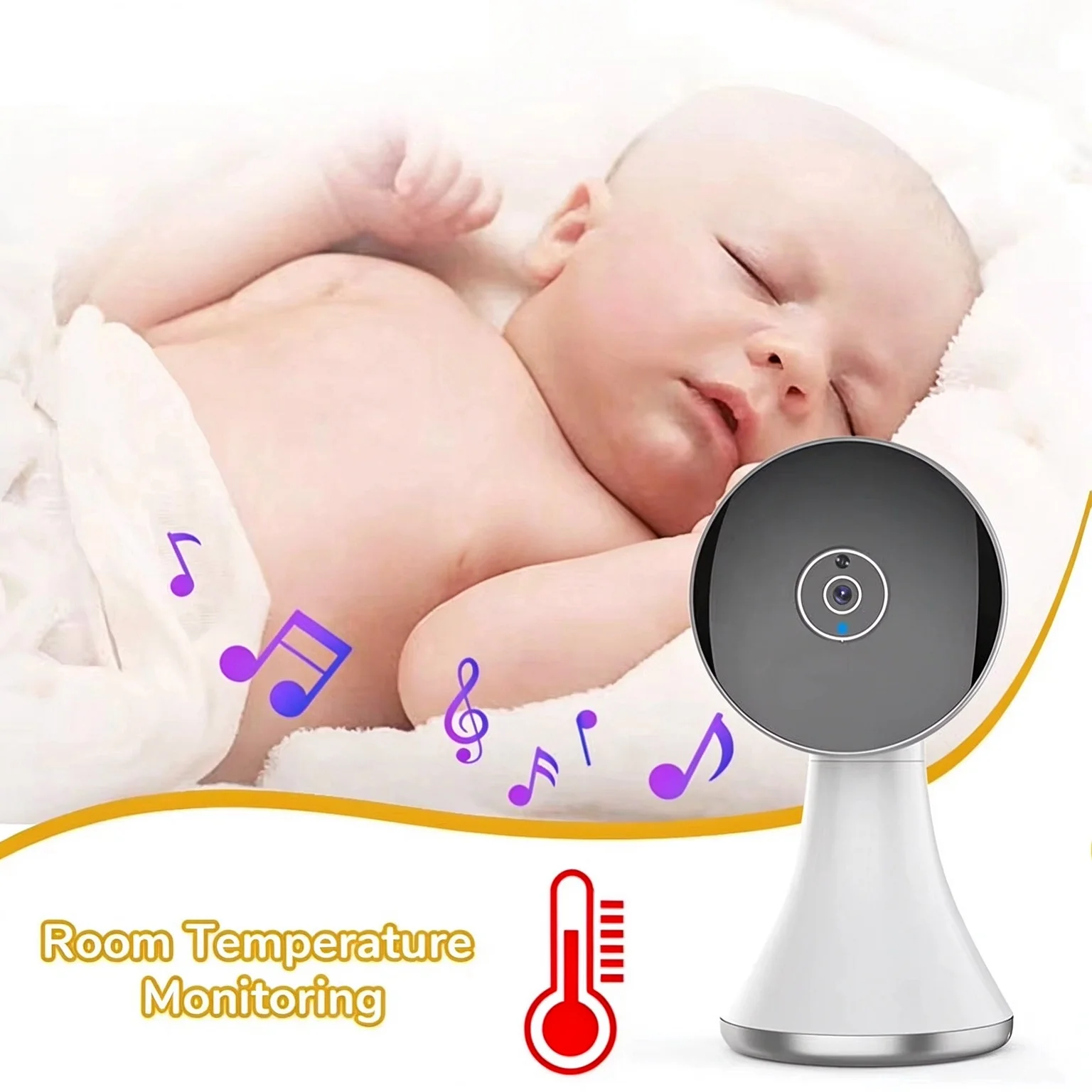 Video Baby Monitor 1.54 Inch Wrist Watch Receiver Wireless Baby Security Camera Built-in Lullabies Indoor Nursery Monitoring