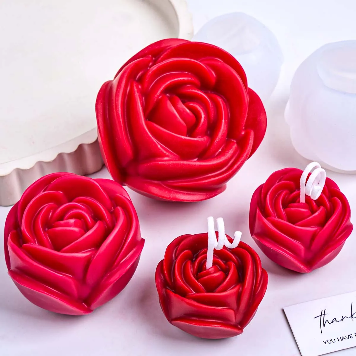 Valentinstag Ornamente Silikon Kerze Form DIY Rose Blume Form Aroma Seife Gips Harz Schokolade Backformen Hause Handwerk