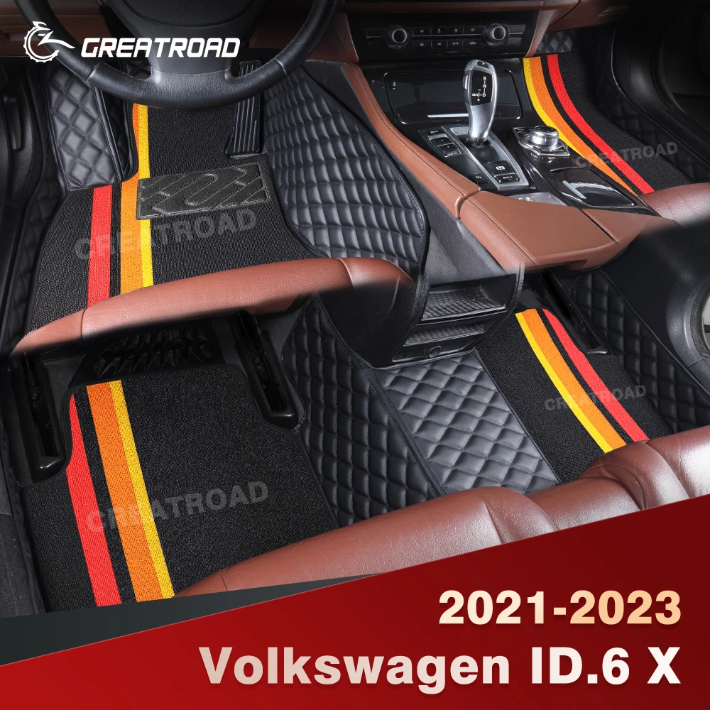 

For VW Volkswagen ID.6 X 6 Seats/7 Seats 2021-2023 22 Double Layer Car Floor Mats Custom Auto Carpet Cover Interior Accessories