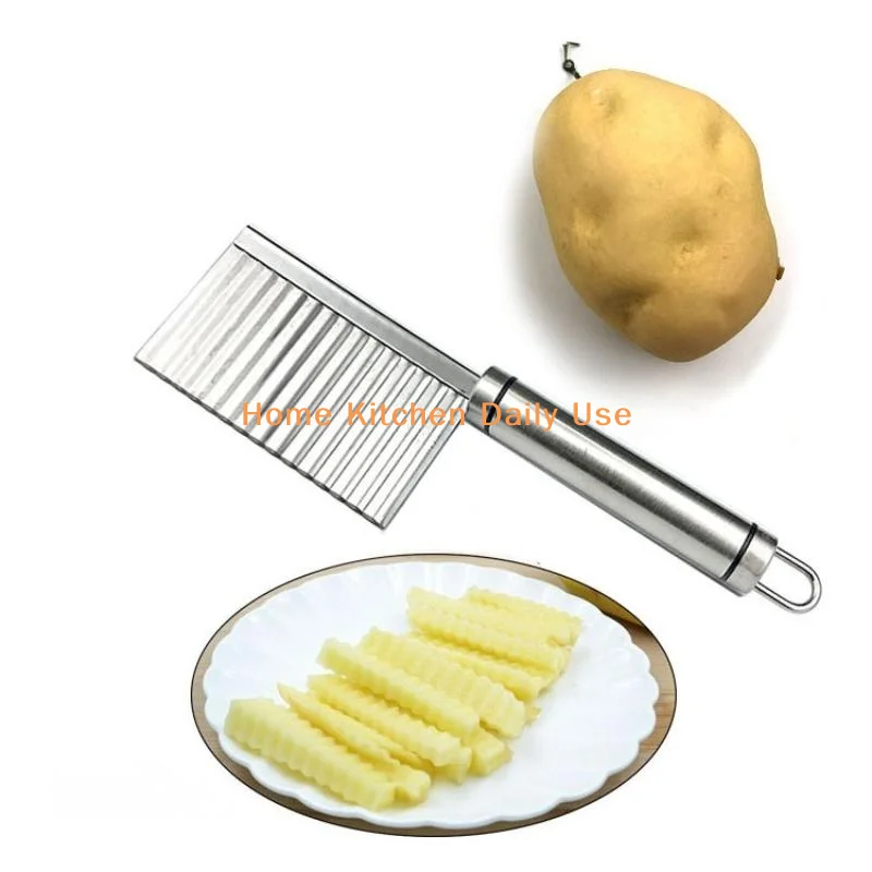 

Stainless Steel Crinkle Cut Potato Slicer Wavy Blade Cutter Potato Chopper For Vegetable Chip Making Kitchen Cooking Tool