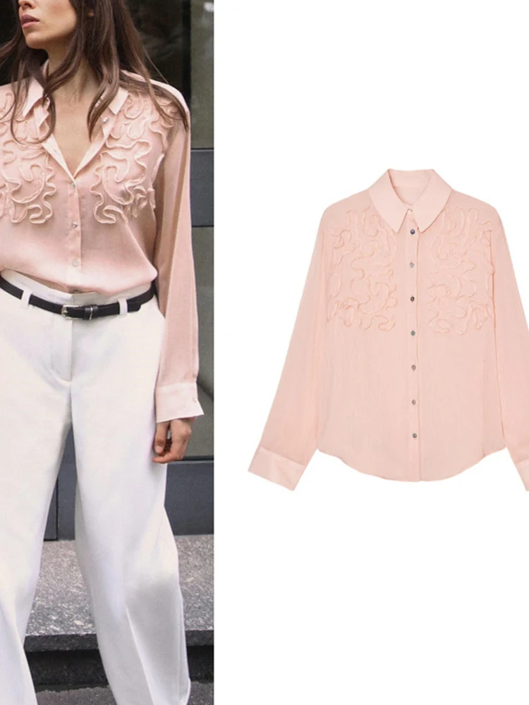 Blusa Casual de Moda para Mujer, Nueva Colección de Primavera, Manga Larga, Cuello de Solapa, Diseño con Hebilla Frontal y un...