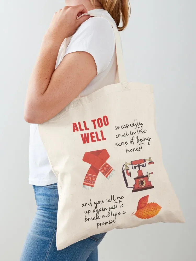All Too Well Print Tote Bag canvas tote Canvas stote bag sacs de shopping Canvas bag for women