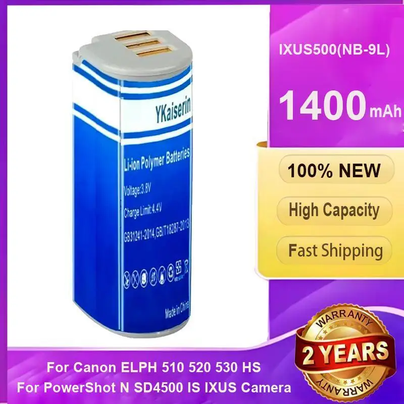 

Battery IXUS500 NB-9L 1400Mah For Canon Elph 510 520 530 HS Powershot N SD4500 IS Ixus 1000 1100 500 Ixy 50S Camera