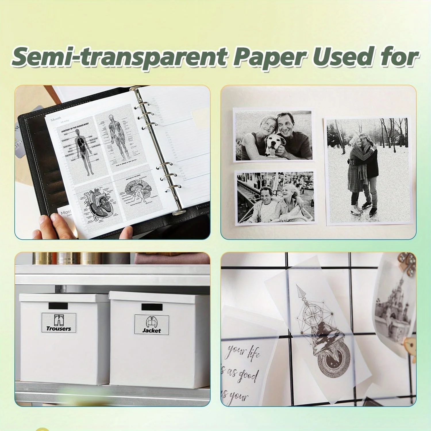 4 قطع 57 ملم لفات ورق ملونة شفافة ذاتية اللصق للطابعات الصغيرة - عيد الميلاد/العام الجديد، المطبخ/المدرسة/المكتب، وضع العلامات