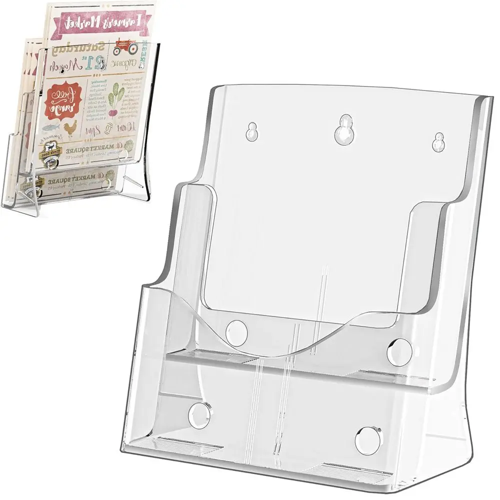 

A4/A5/A6 Clear Flyers Display Stand Wall Mount Hanging Hole Brochure Holder Reusable 2/3/4 Layers Acrylic Magazine Organizers